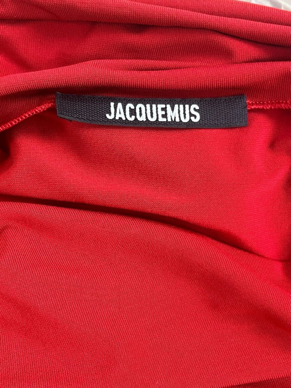 Jacquemus La Mini Robe Drapeado Burgundy Mini Bodycon One Shoulder Dress Sz XS - Picture 7 of 13